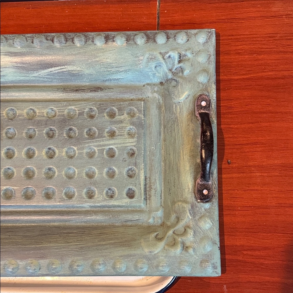 Rustic Metal Tray with Handles - Picture 12 of 16